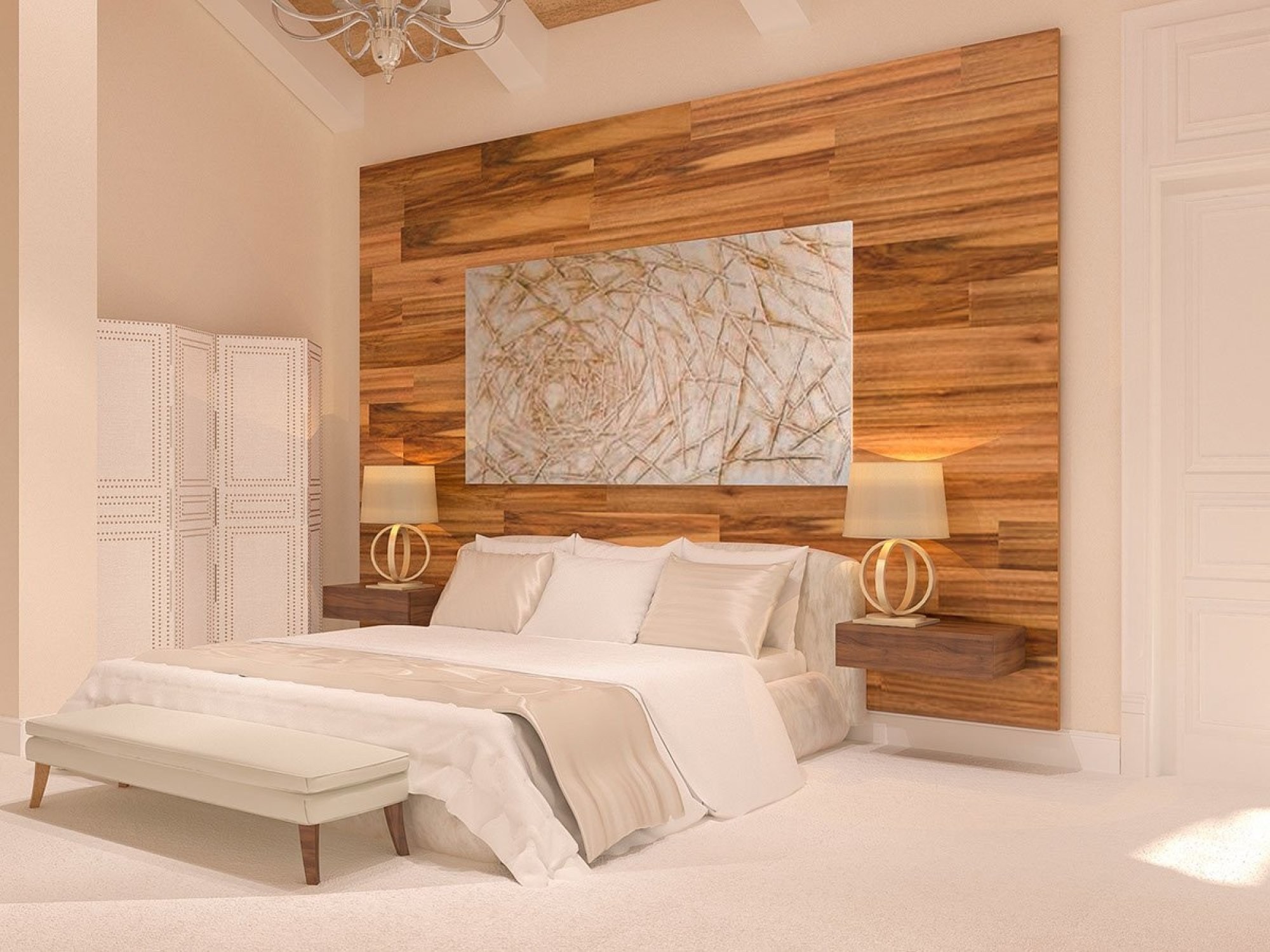 Деревянные стеновые панели для спальни